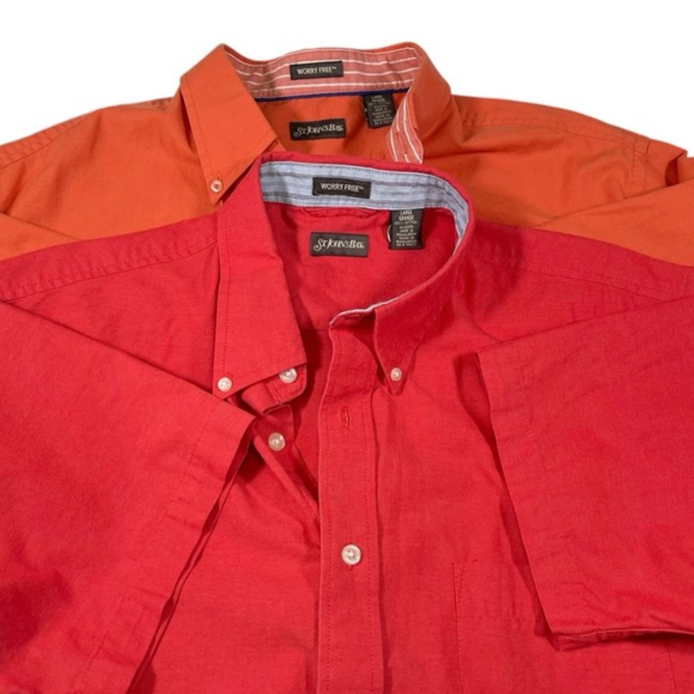 2pk St Johns Bay Large Worry Free Button Down Shirt Short Sleeve Preppy Work